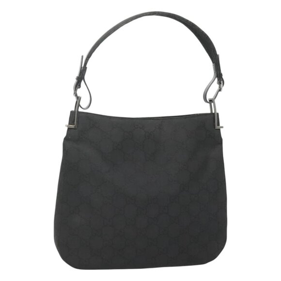 GUCCI GG Canvas Shoulder Bag Nylon Black Silver Auth - Picture 1 of 14